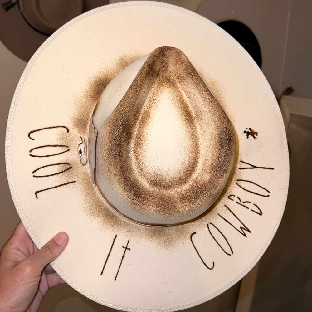 Custom burned hat. Brand new never worn